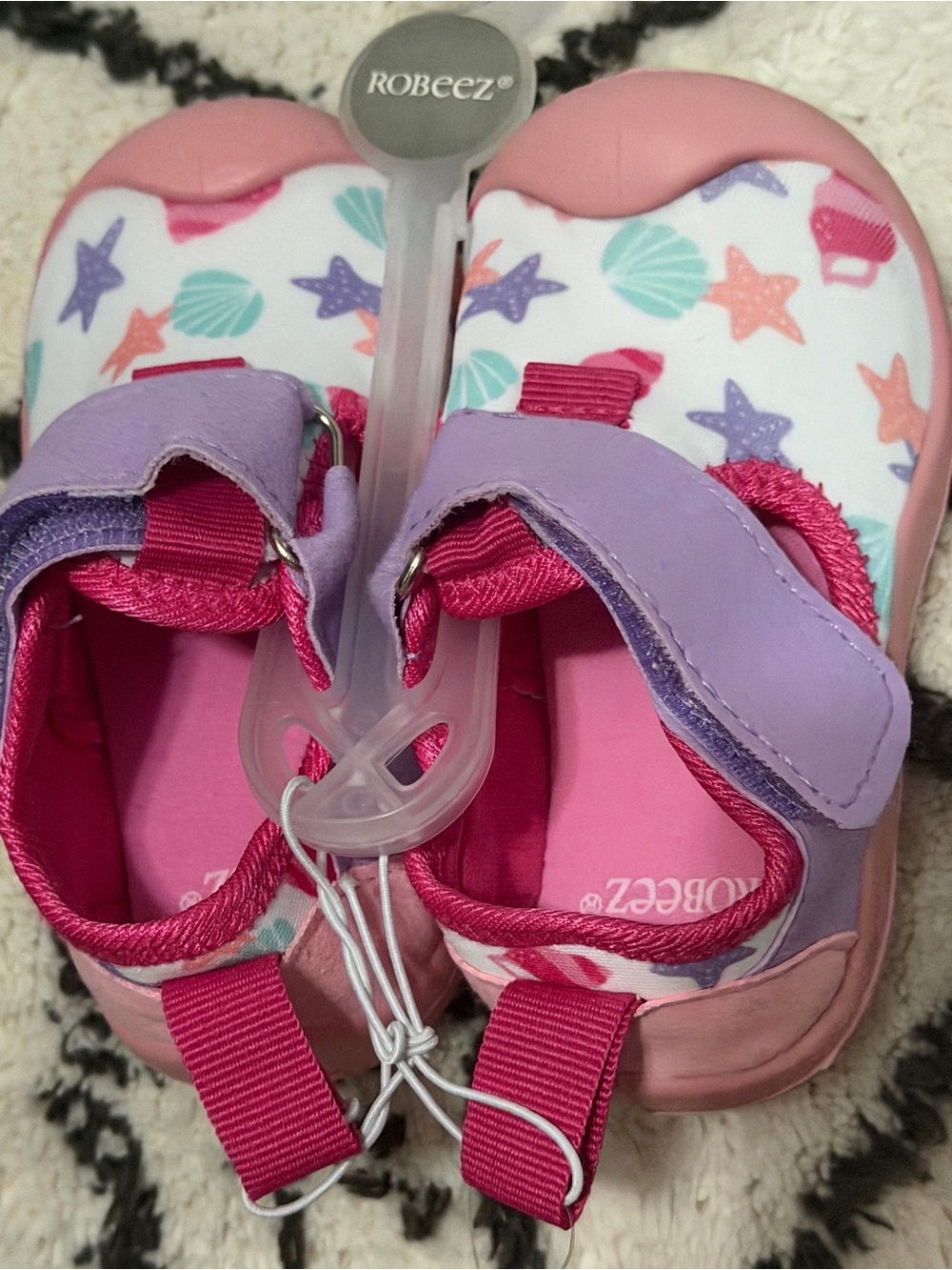 Robeez Seashells Water Shoes Toddler Girls Size 5 Beach Swim Sandals Pink Purple